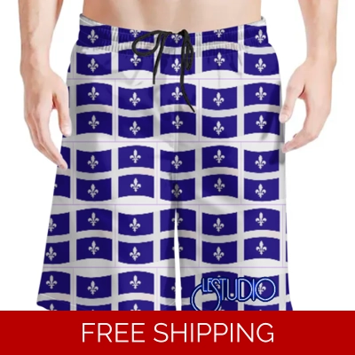 Le Studio Quebec Flag White Beach Shorts